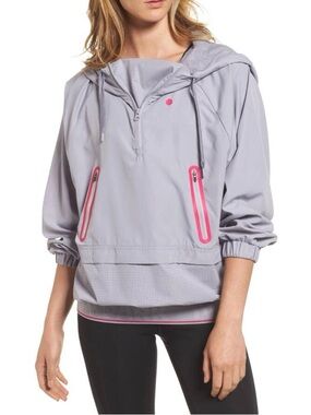 Ivy Park Perforated Panel Jacket Women Small Purple Half Zip Pullover Athleisure
